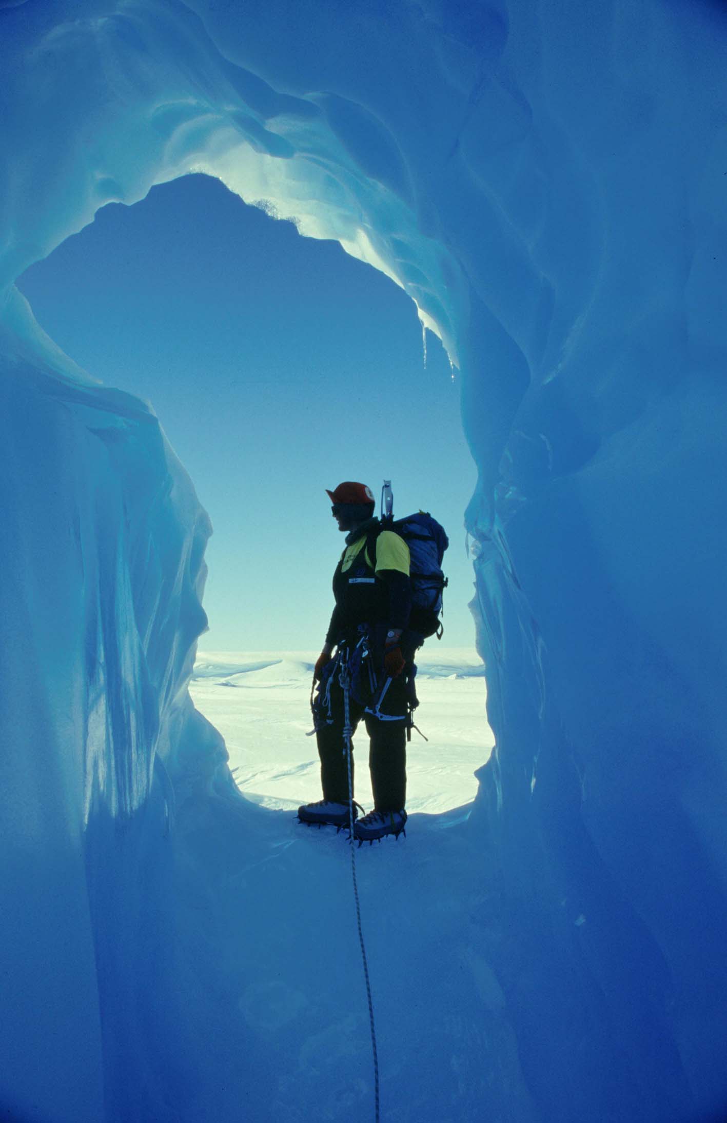 Graeme Hart in an ice cave in Antarctica