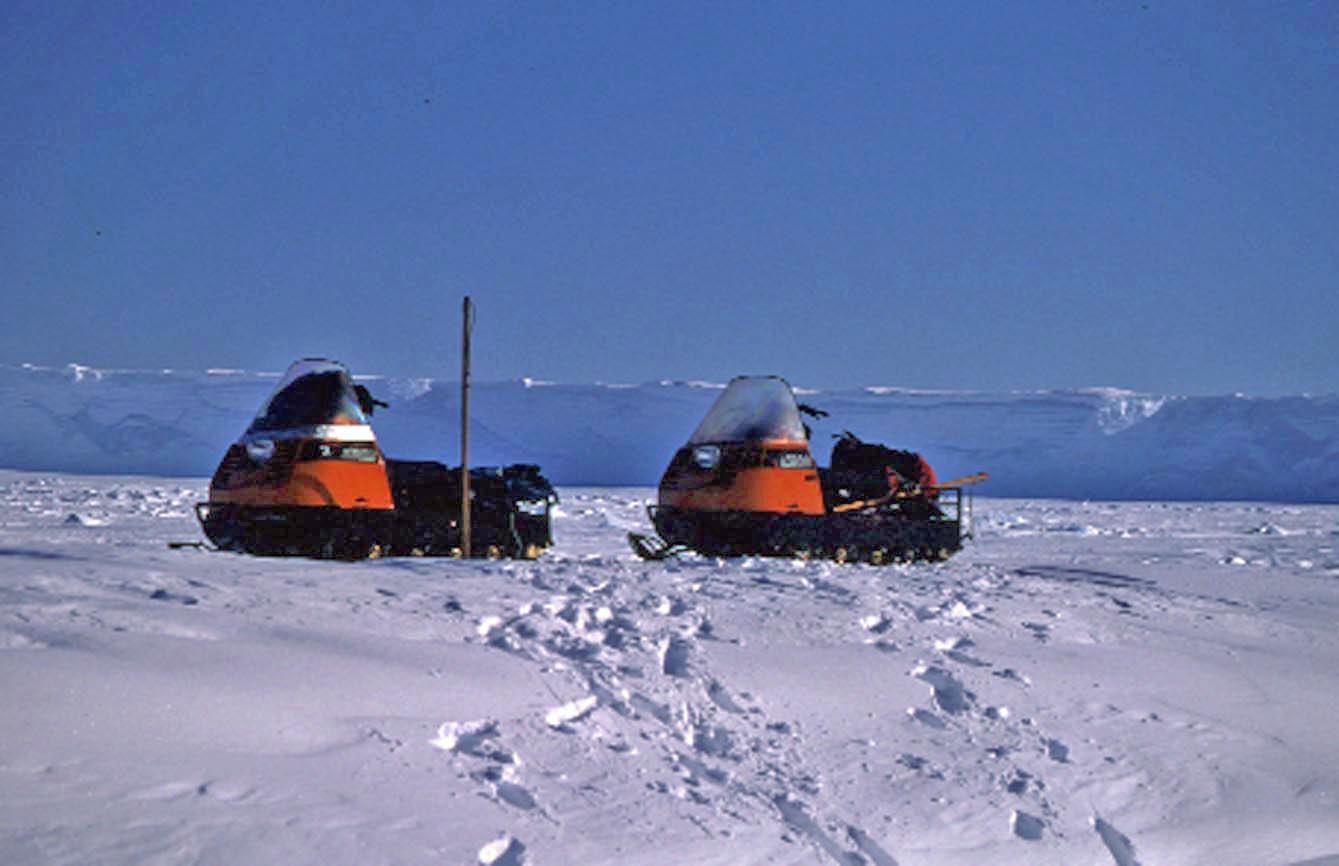2 Bombardier Ski-Doos on a field trip in Antarctica